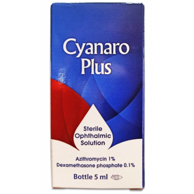 CYANARO PLUS EYE DROPS ( AZITHROMYCIN + DEXAMETHASONE ) STERILE OPHTHALMIC SOLUTION 5 ML